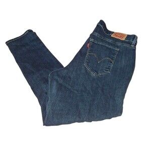 LEVI'S 711 Womens Skinny Fit Size 16 Mid Rise Stretch Jeans Indigo Dark Wash